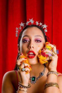 Colourful birthday cake beauty shoot. Styled editorial photography by Marianne Taylor.