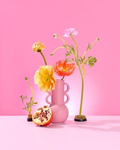 Colourful floral still life photography with Fairynuffflowers. Art direction and photography by HIYA MARIANNE photo production studio
