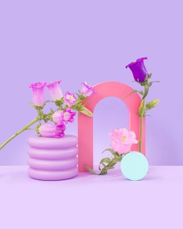 Colourful floral product photography. Styled still life photography by HIYA MARIANNE.