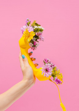 When Nature Calls. Colourful still life photography with art direction and floral styling by HIYA MARIANNE photo production studio.