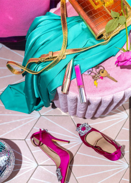 Girl Mess. Colourful still life product photography with art direction and styling by HIYA MARIANNE photo production studio & prop styling by Propped Up.